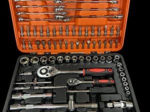 Juego de copas, llaves y rachet 78pcs 1/2" 1/4" vanadio cromado